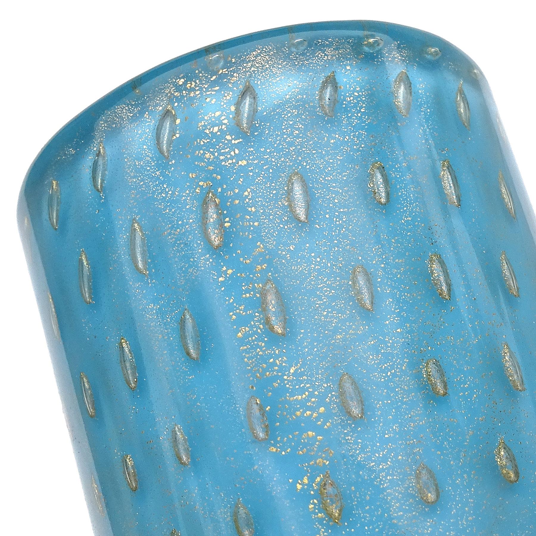 Murano Glass Barbini Murano 50s Blue Gold Flecks Italian Art Glass Bowl Lighter Holder Set