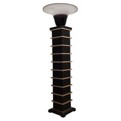 Lampadaire du milieu du siècle en verre d'art de Murano et en laiton, Barbini, 1950