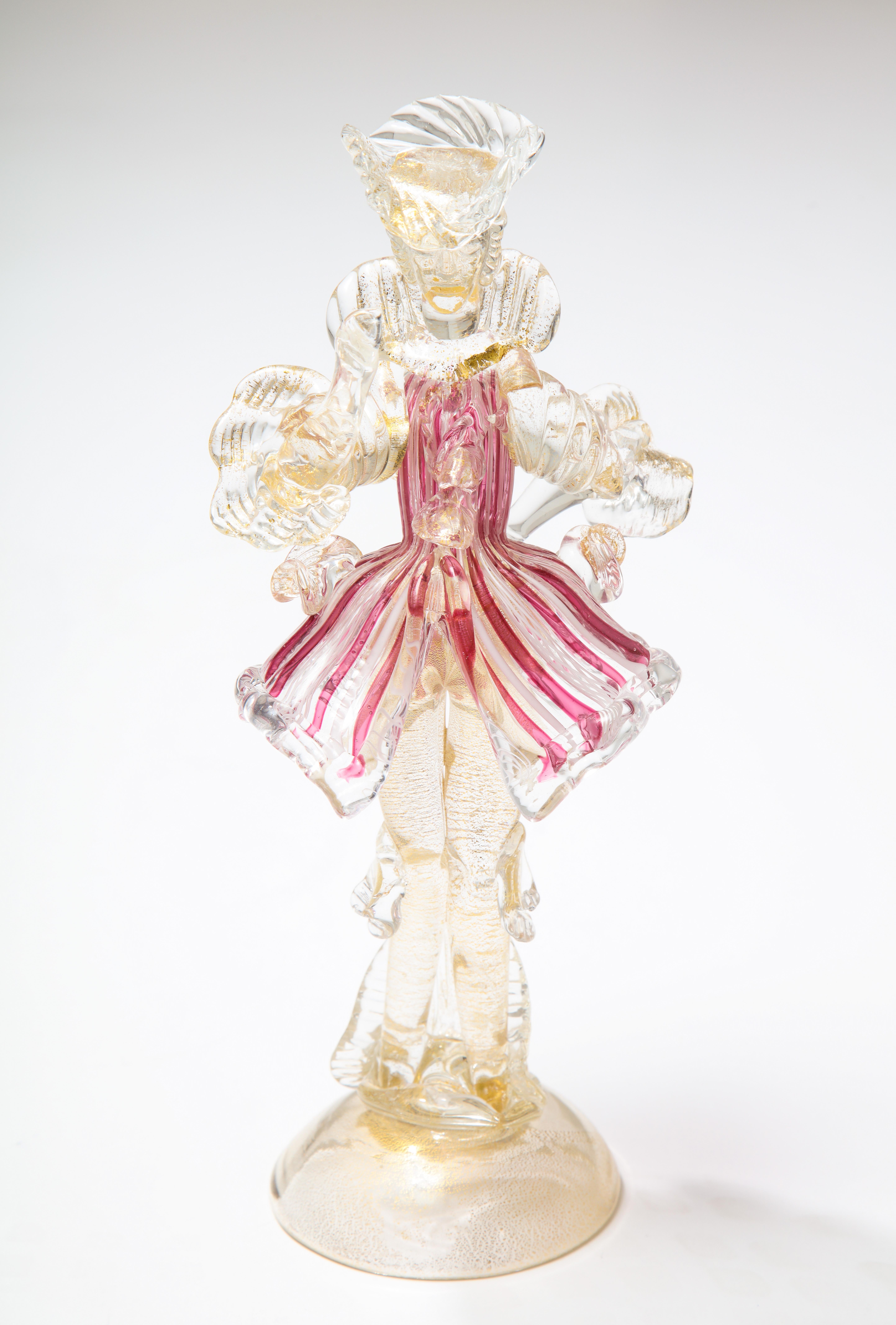 Barbini Murano Art Glass Lady and Gentleman Sculptures For Sale 6