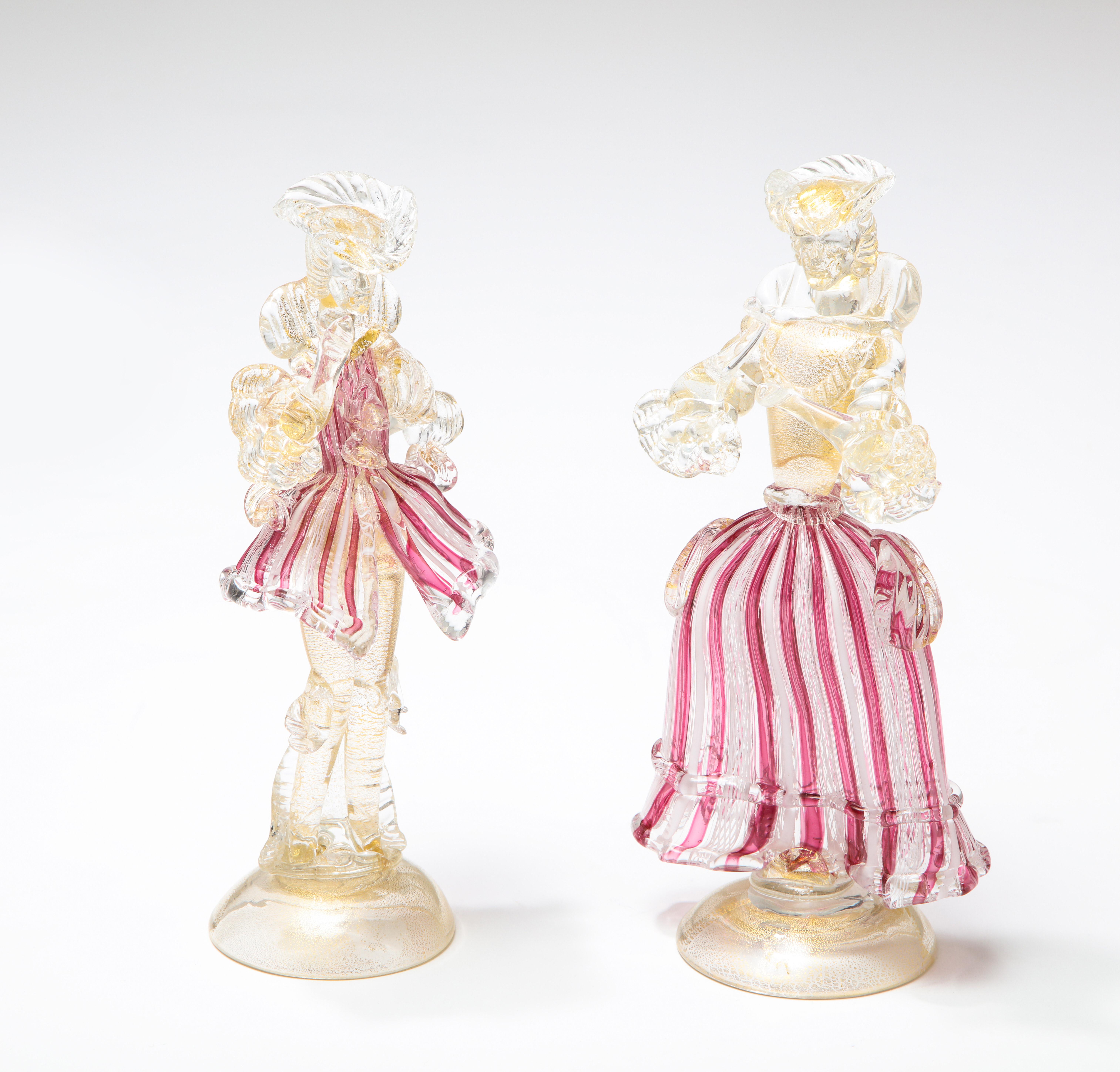 Barbini Murano Art Glass Lady and Gentleman Sculptures For Sale 8