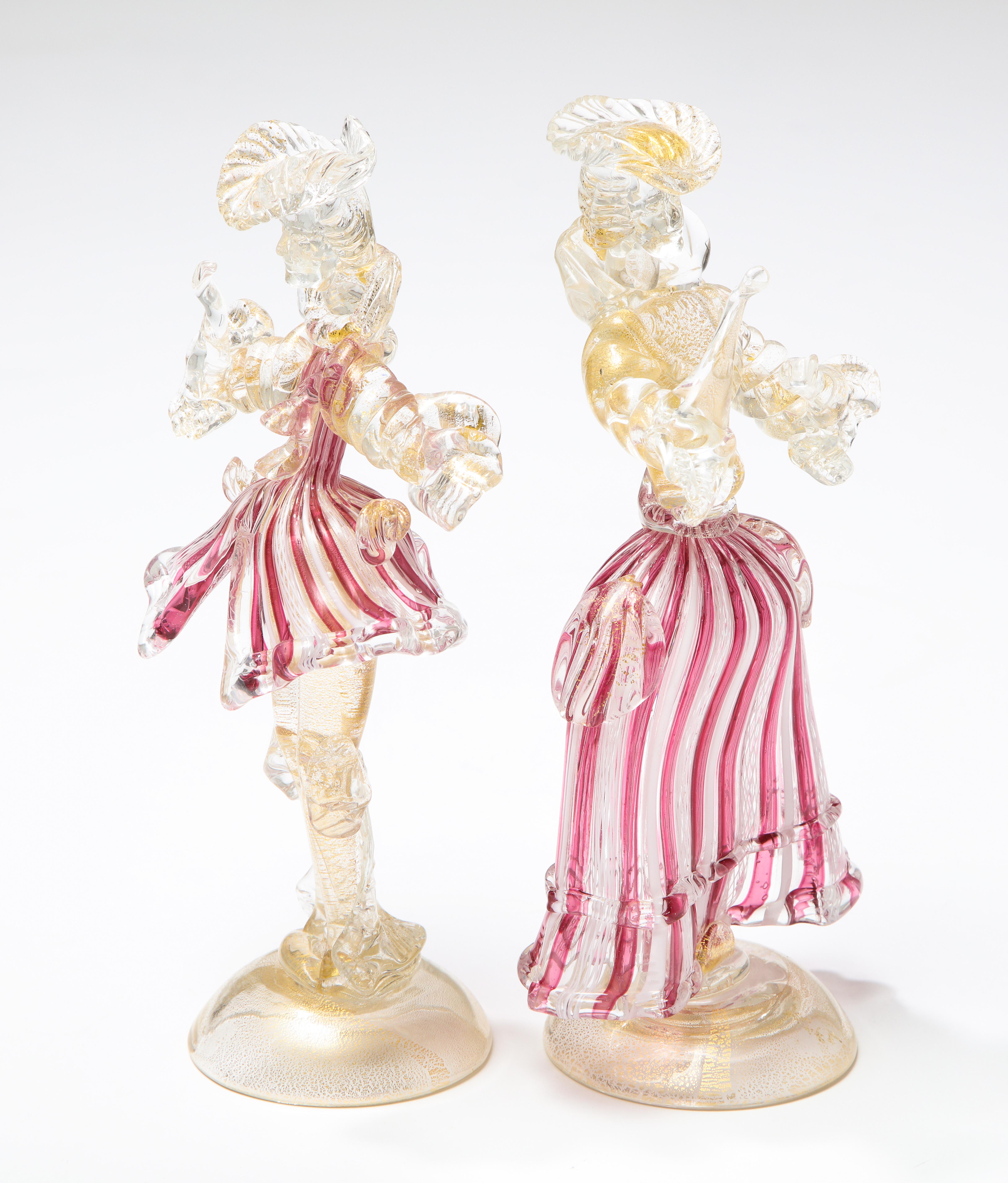 Barbini Murano art glass lady and gentleman sculpture.