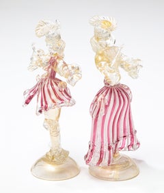 Barbini Murano Art Glass Lady and Gentleman Sculptures