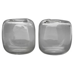 Vasi ovoidali in vetro di Murano di Barbini, coppia