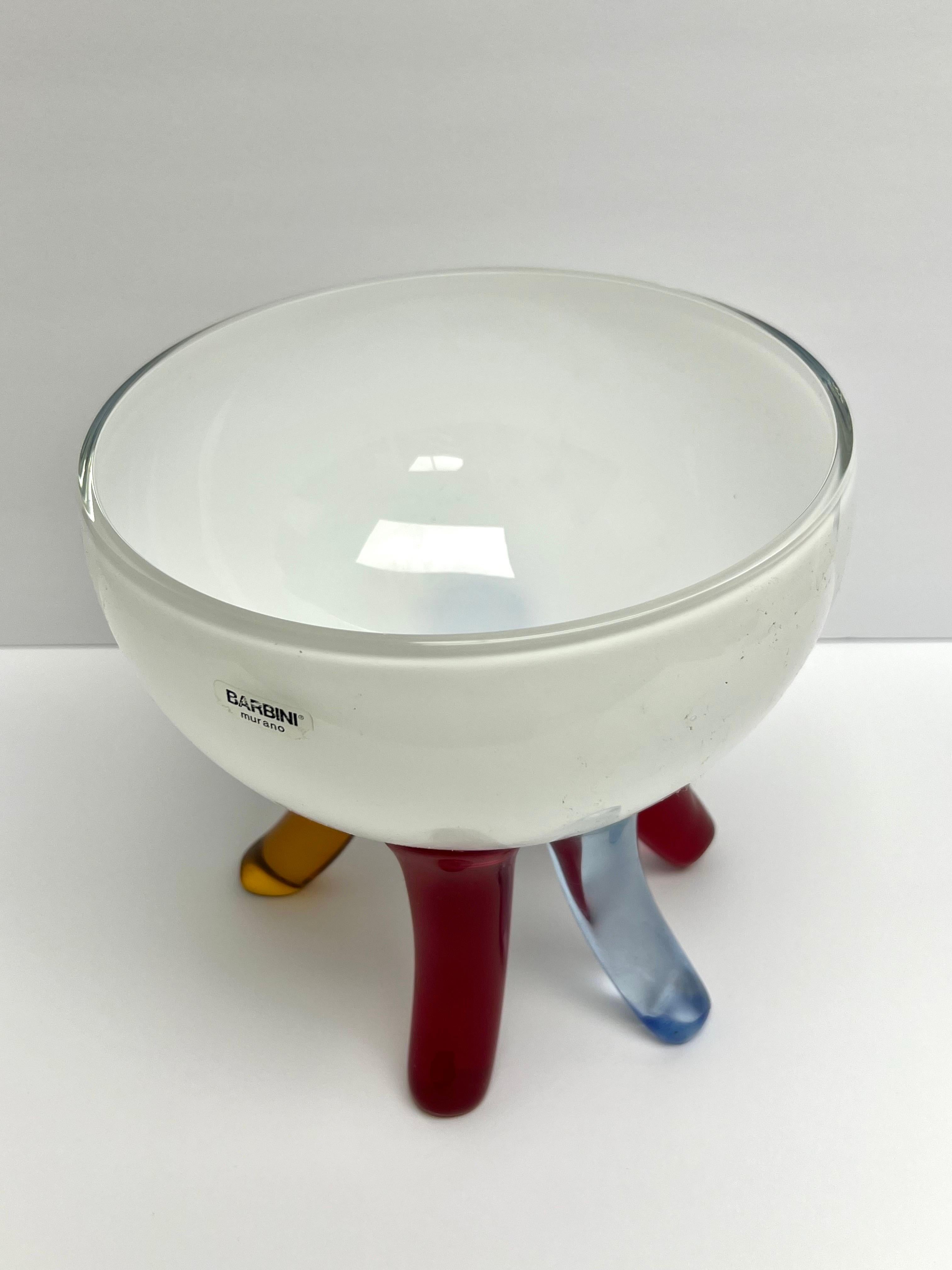 Italian Barbini Murano Art Glass Post Modern Color Sculpture  Bowl For Sale