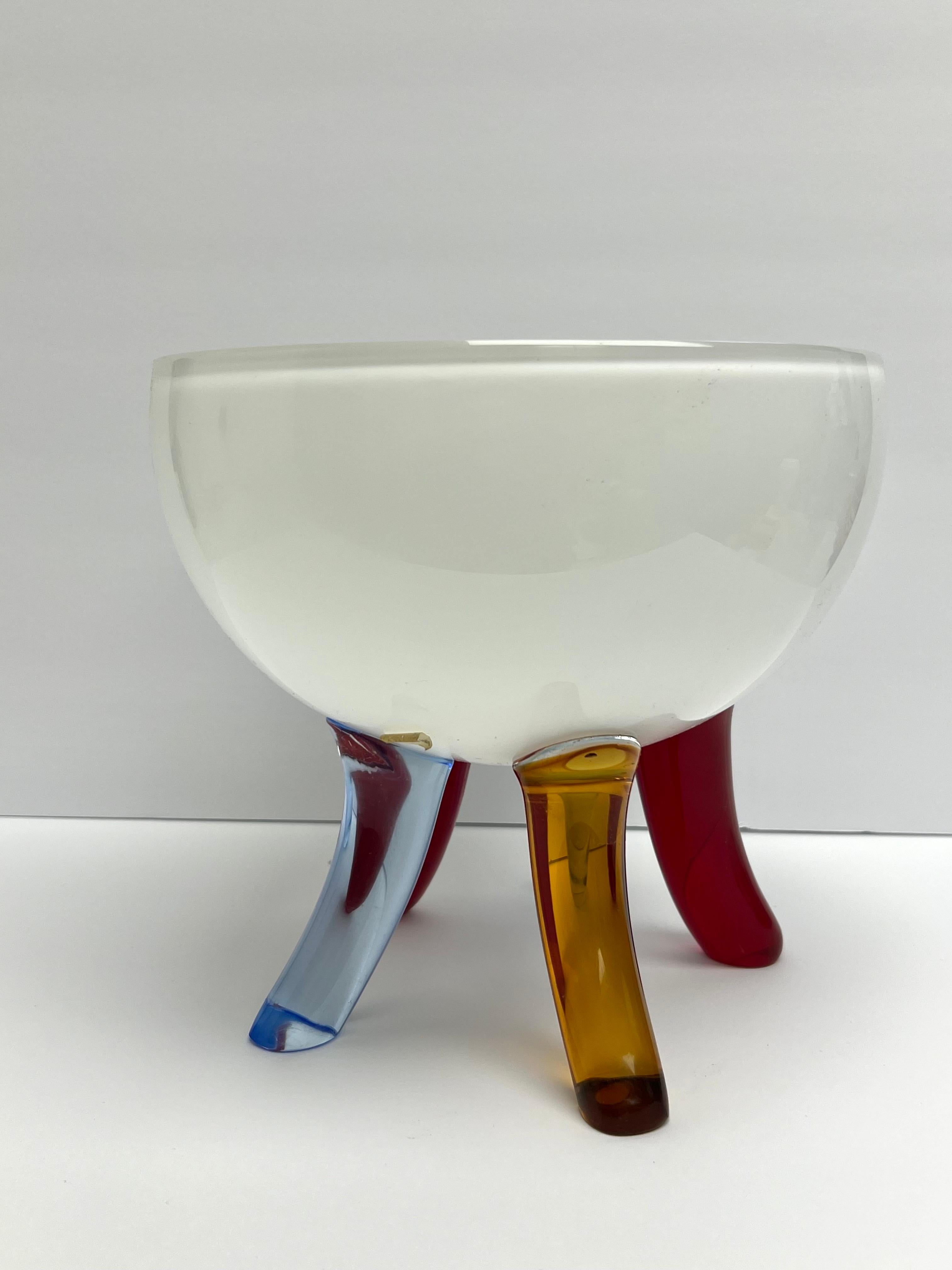 Late 20th Century Barbini Murano Art Glass Post Modern Color Sculpture  Bowl For Sale