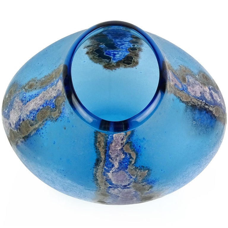 Barbini Murano Blue Abstract Design Scavo Texture Italian Art Glass ...