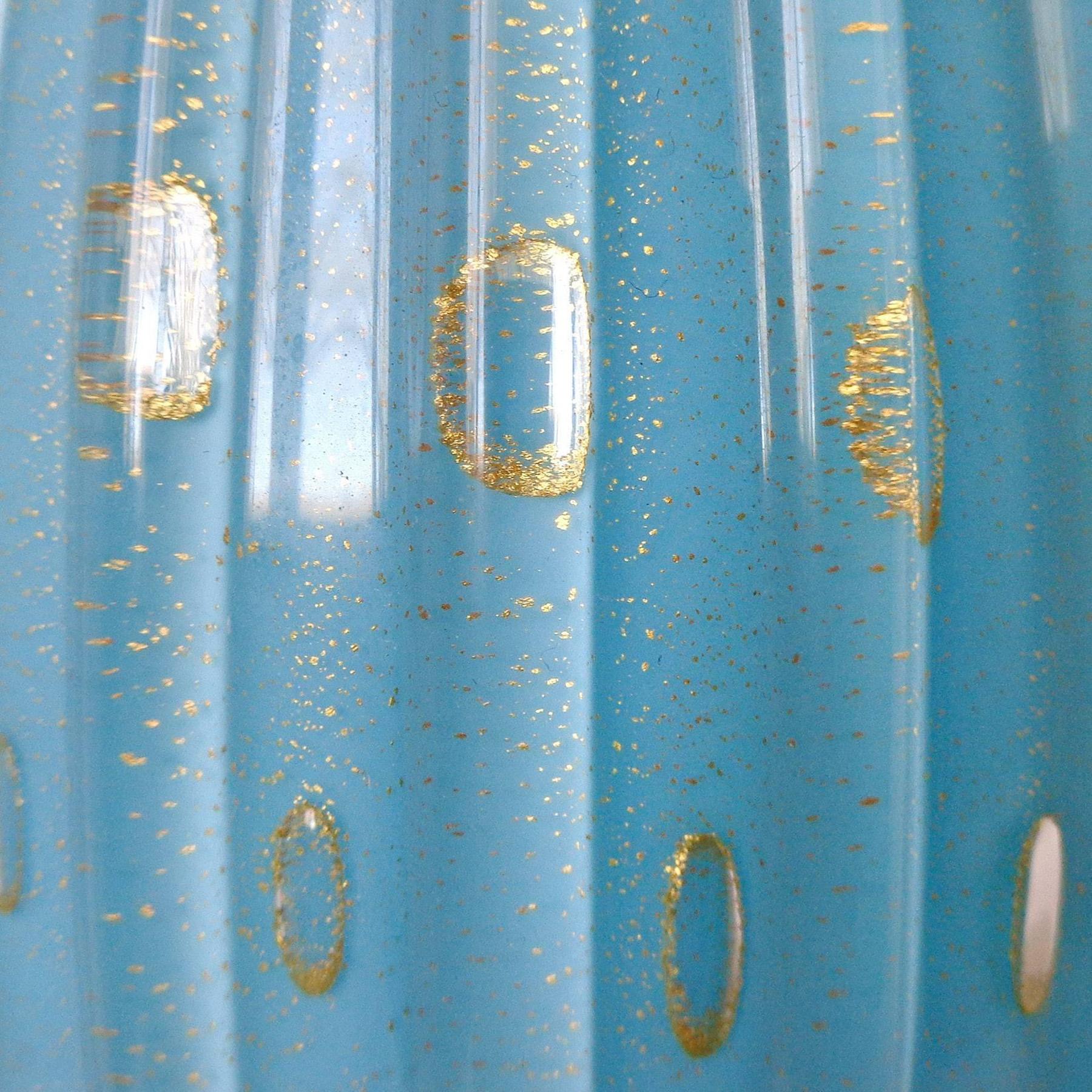 Barbini Murano Azul Oro Moteado Burbujas Vidrio Artístico Italiano Años 50 Decantador Cohete Moderno de mediados de siglo en venta