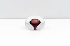 Barbini Murano Clear Domed Blown Glass Paperweight with Purple Core, circa 1970
