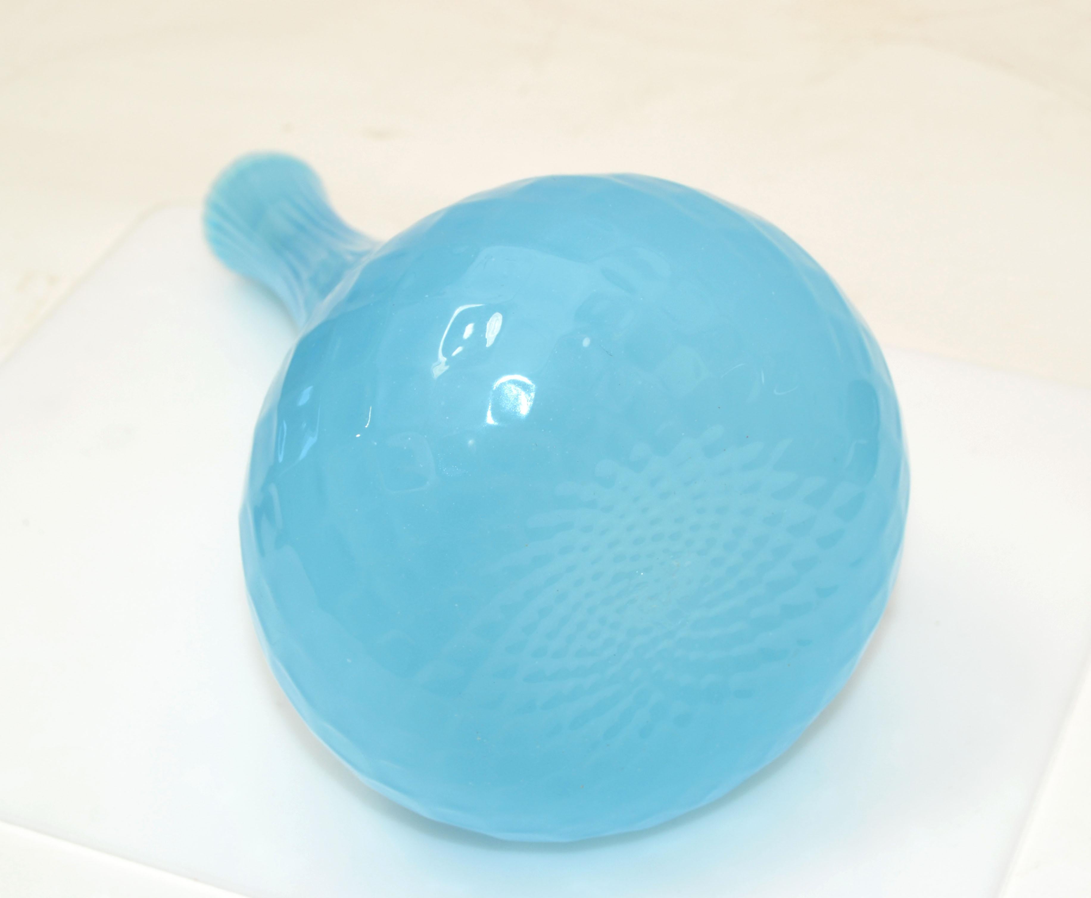 Barbini Murano Facettiertes hellblaues Kunstglasgefäß Dekanter mit Stopfen, Paar im Angebot 5