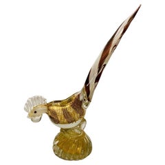 Barbini verre Murano bicolore circa 1950 avec coq en or.