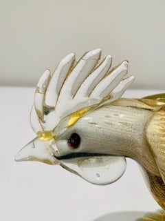Barbini Murano glass bicolor with gold and bubbles 1950 cock.
