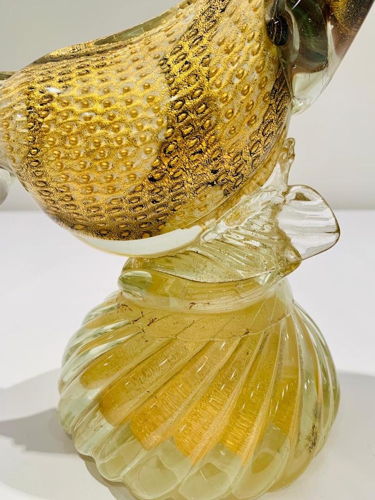 italien Barbini, verre de Murano bicolore avec bulles et or, 1950 en vente