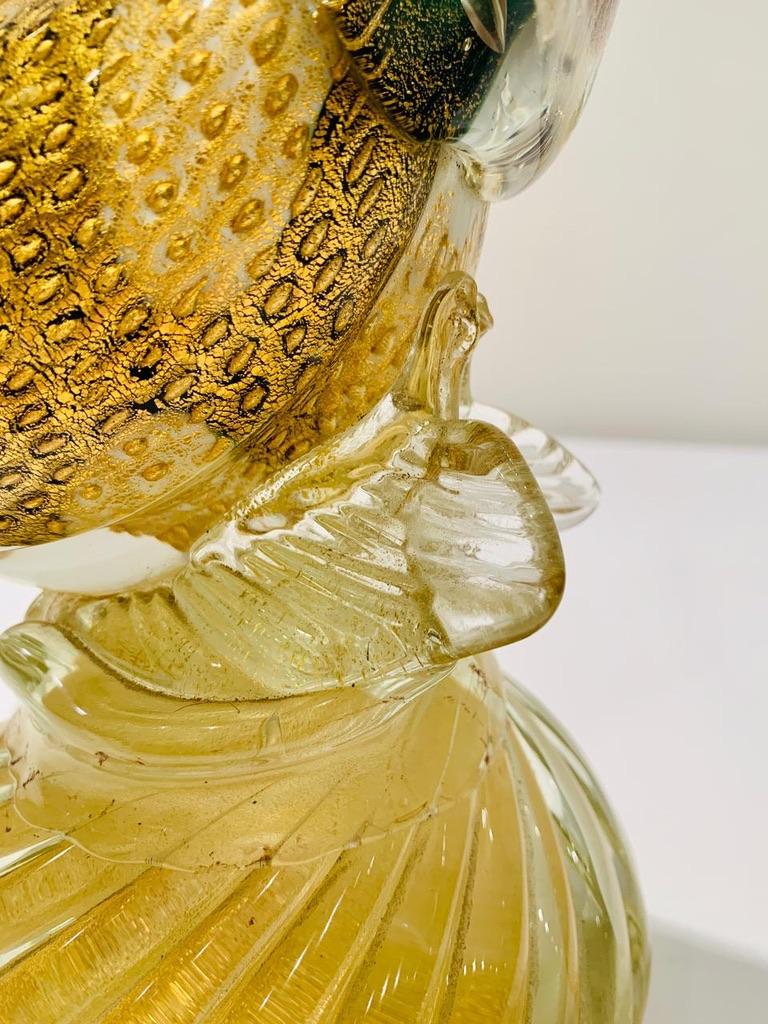 Autre Barbini, verre de Murano bicolore avec bulles et or, 1950 en vente
