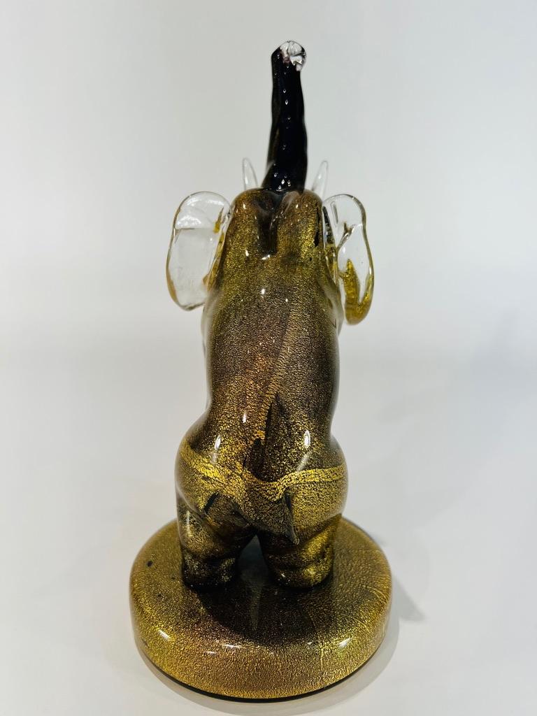 Other Barbini Murano glass gold circa 1950 elephant For Sale