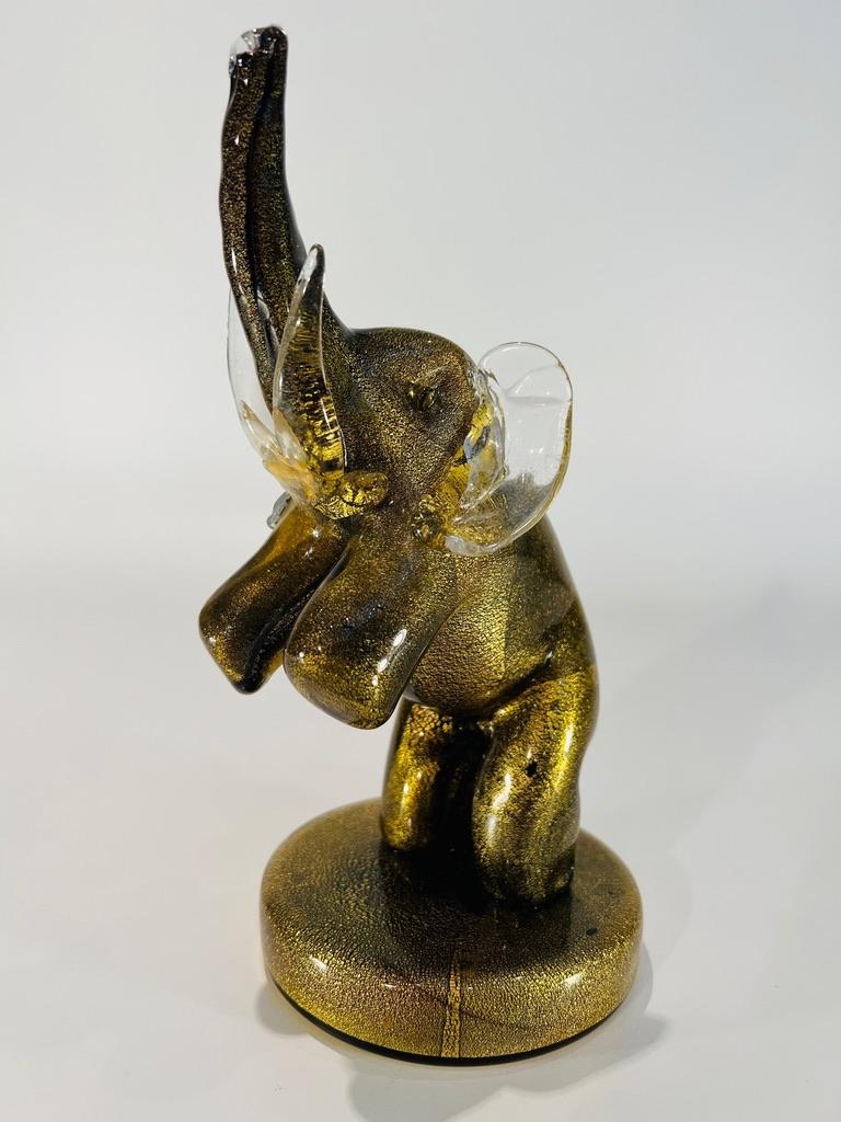 Elefante Barbini de cristal de Murano dorado circa 1950 en Bueno estado para la venta en Rio De Janeiro, RJ