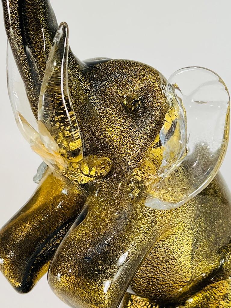 Mid-20th Century Barbini Murano glass gold circa 1950 elephant For Sale