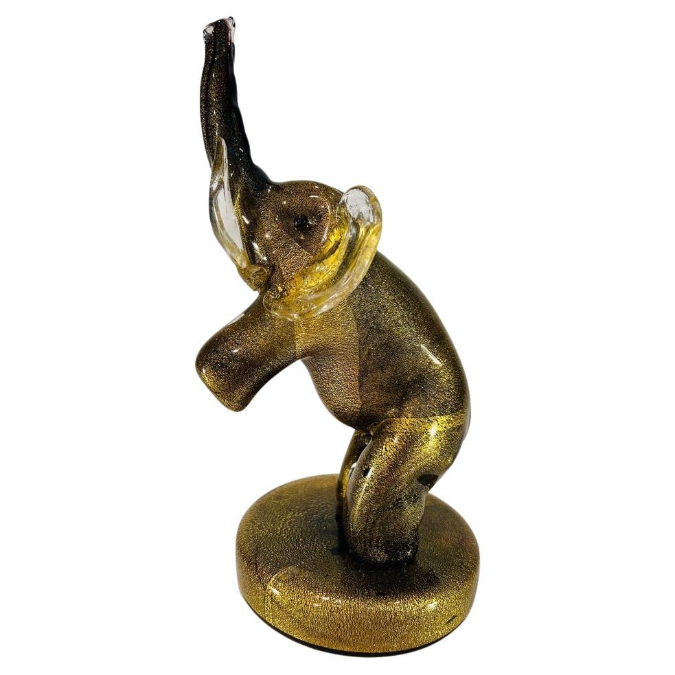 Barbini Murano glass gold circa 1950 elephant For Sale
