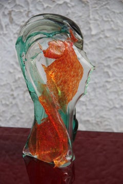 Barbini Murano Glass Italian Design 1960 Bust Sculpture Abstract Multi-Color