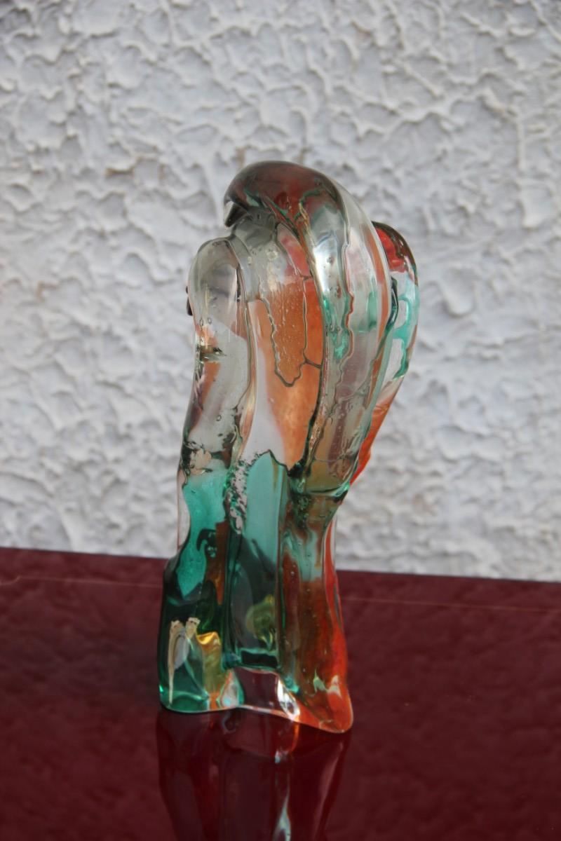 Mid-Century Modern Sculpture de buste abstraite multicolore abstraite en verre de Murano de conception italienne de Barbini, 1960 en vente