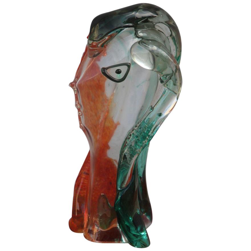 Barbini Muranoglas Italienisches Design 1960 Büste abstrakte mehrfarbige Skulptur von Barbini