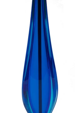 Murano Blue Glass Lamp by Alfredo Barbini