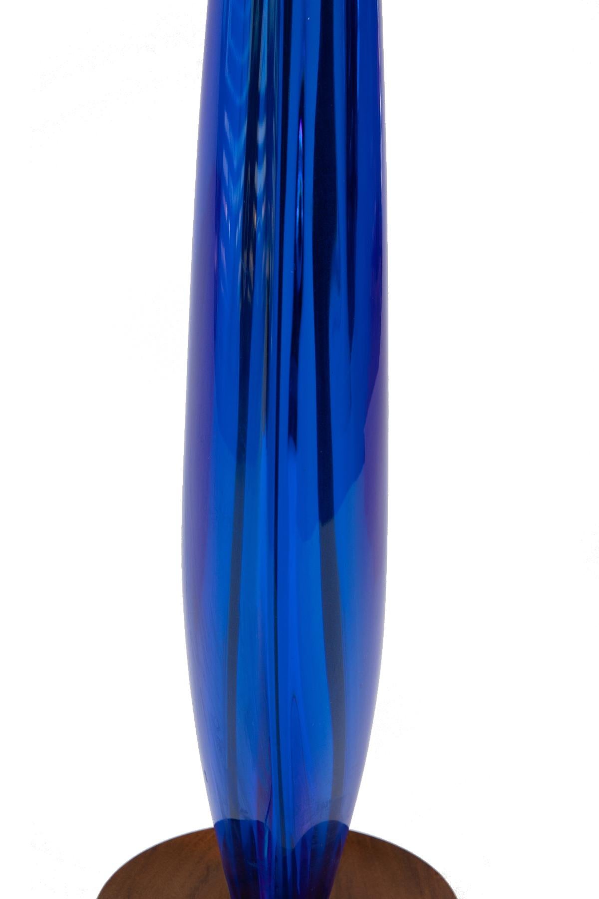 Italian Cobalt Blue 60's Murano Glass Lamp by Alfredo Barbini For Sale