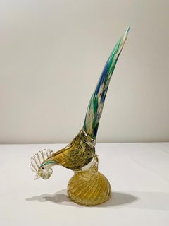 Barbini Murano glass multicolor with gold circa 1950 cock.