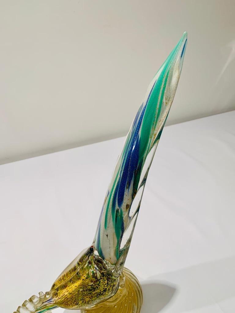 Other Barbini Murano glass multicolor with gold circa 1950 cock. For Sale