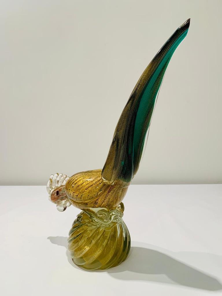 Other Barbini Murano glass multicolor with gold circa 1950 cock. For Sale