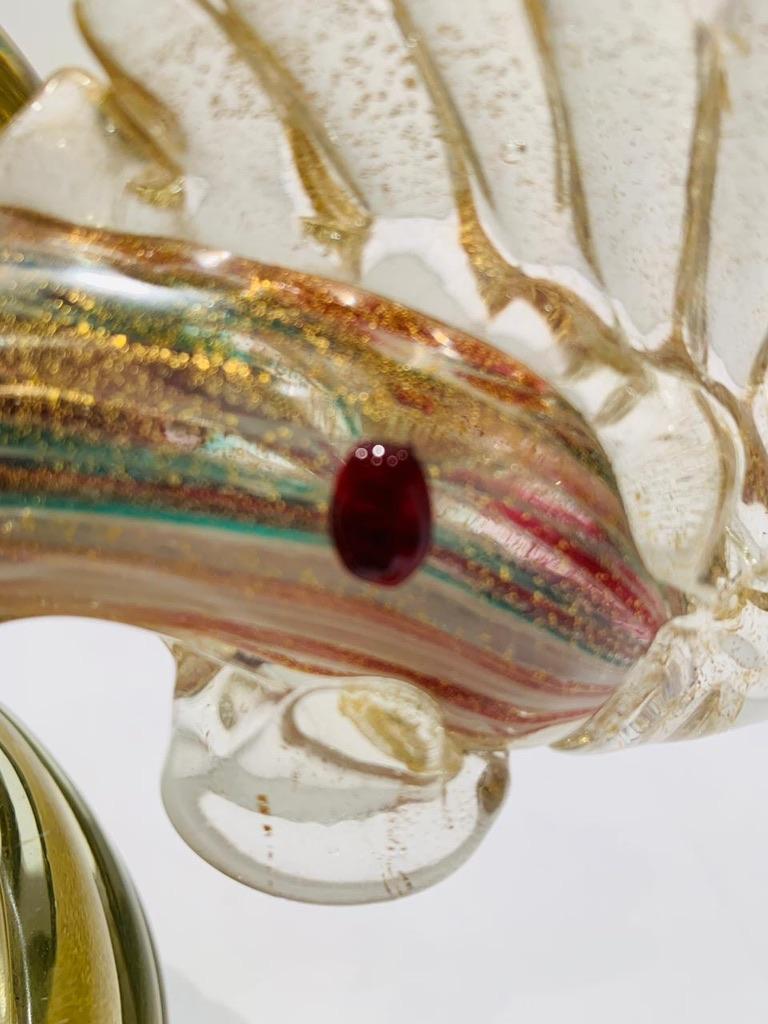 Barbini Murano glass multicolor with gold circa 1950 cock. In Good Condition For Sale In Rio De Janeiro, RJ