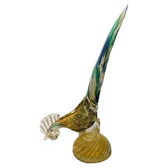 Barbini Murano glass multicolor with gold circa 1950 cock.