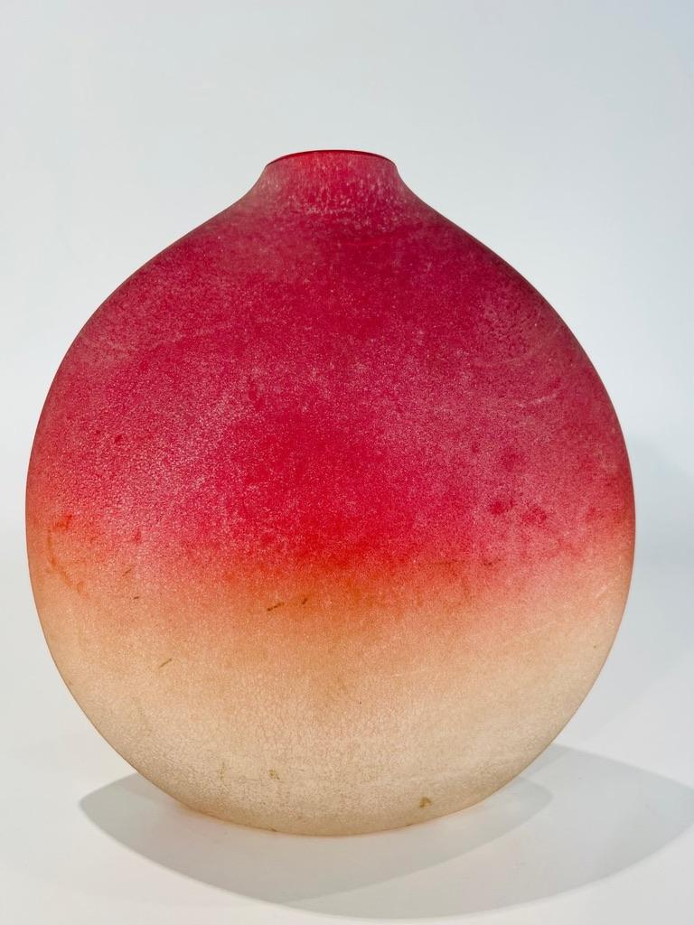 Italian Barbini Murano glass red with snack circa 1970 vase. For Sale