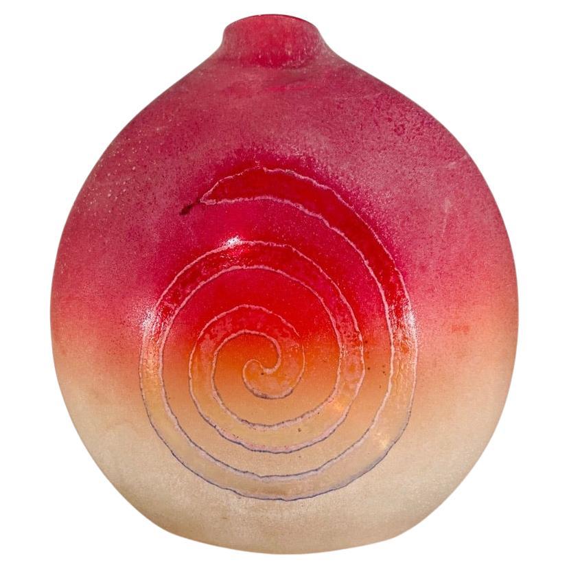 Barbini Murano Glas rot mit Snack circa 1970 Vase. im Angebot