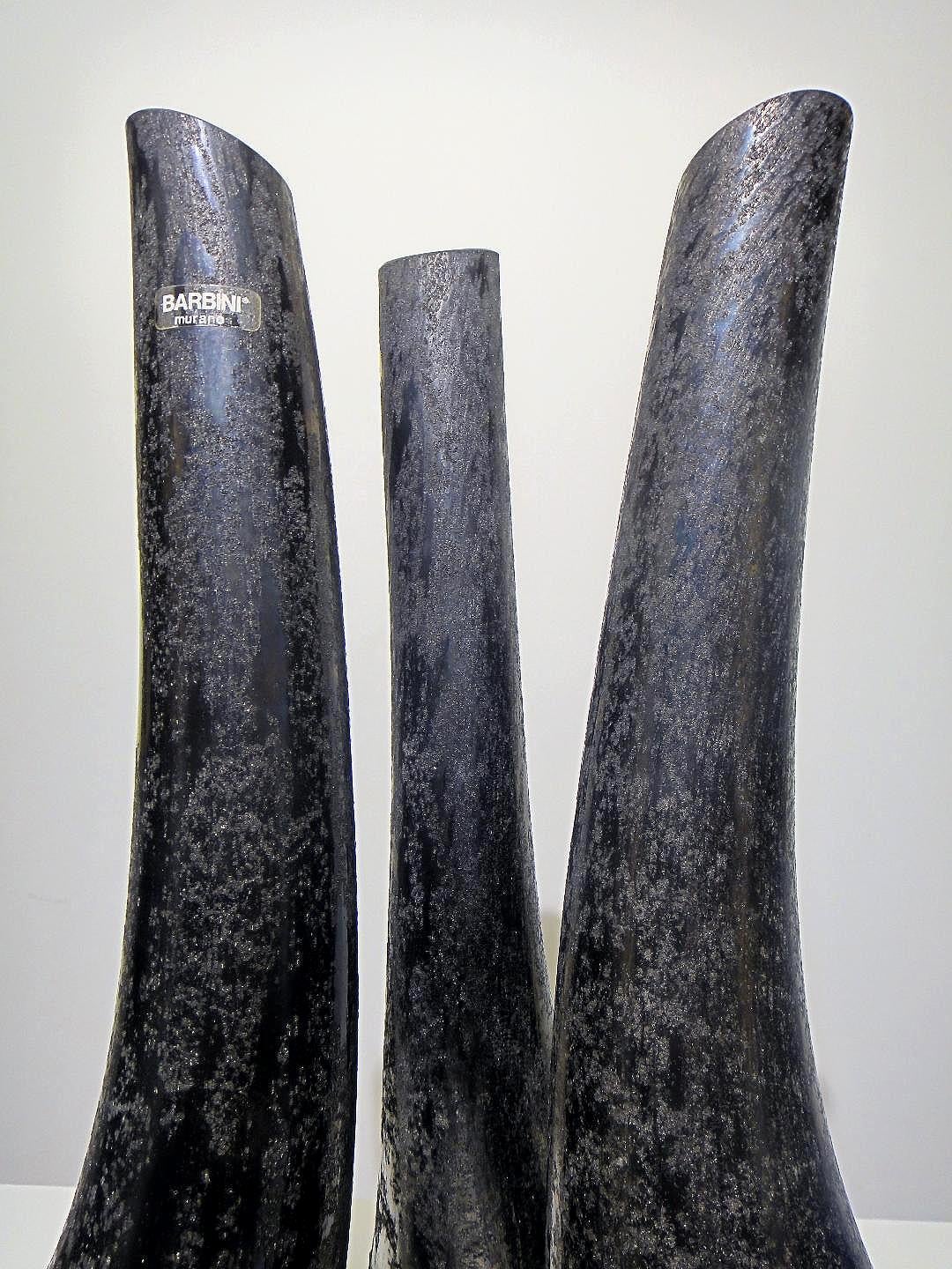 Contemporary Barbini Murano Glass Sculptural Vases Set of Three For Sale