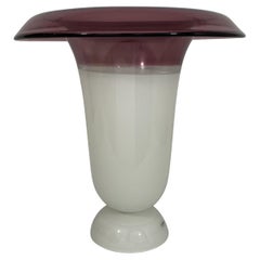 Vintage Barbini Murano Glass Tulip Mauve and White Lamp