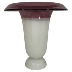 Barbini Murano Glass Tulip Mauve and White Lamp