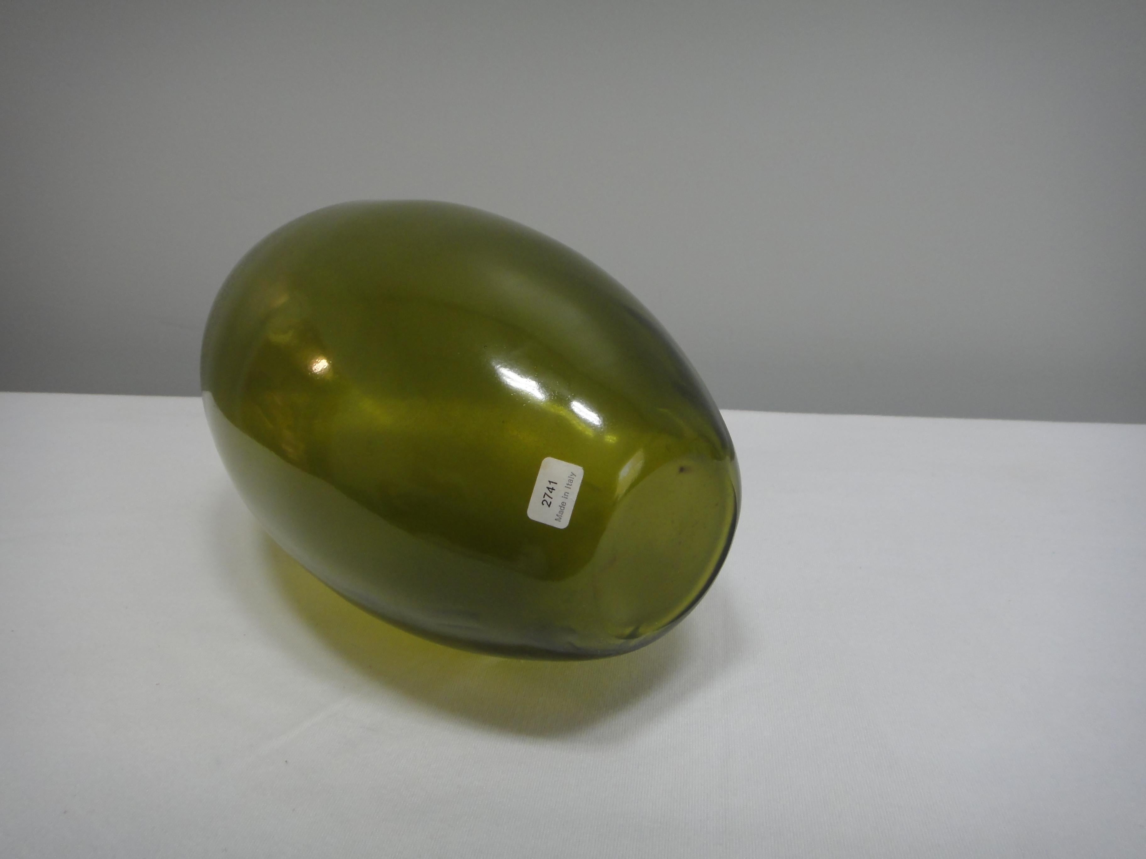 Barbini Murano Glass Vase Green, Italy For Sale 5