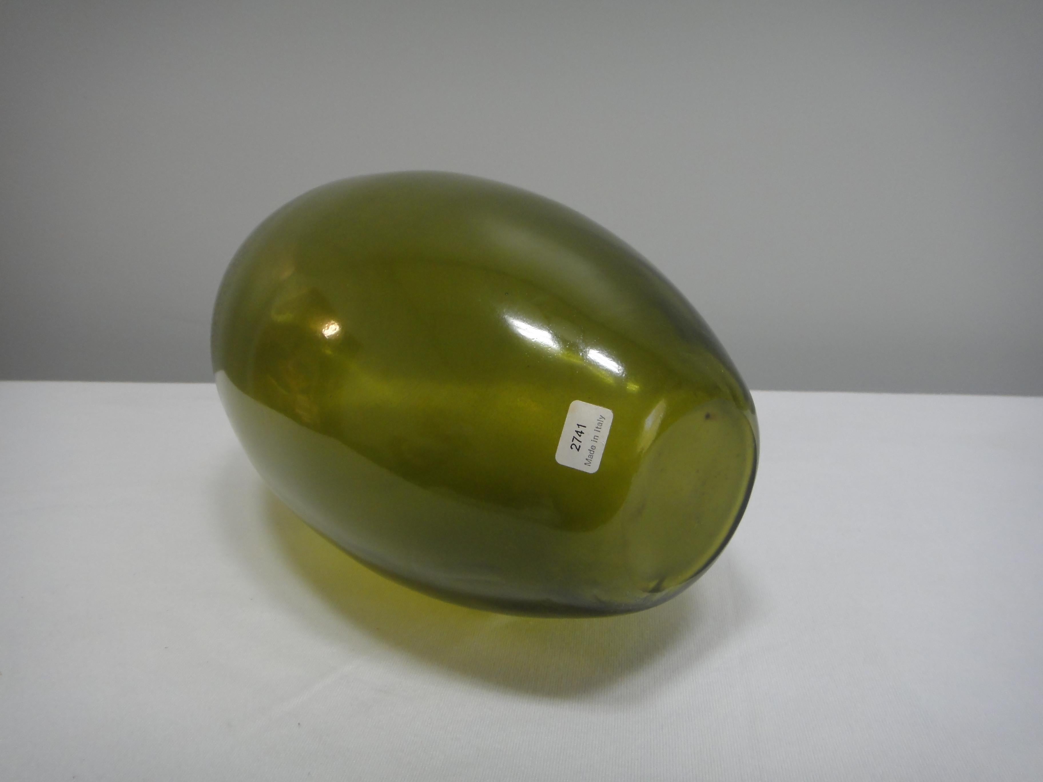 Barbini Murano Glass Vase Green, Italy For Sale 6