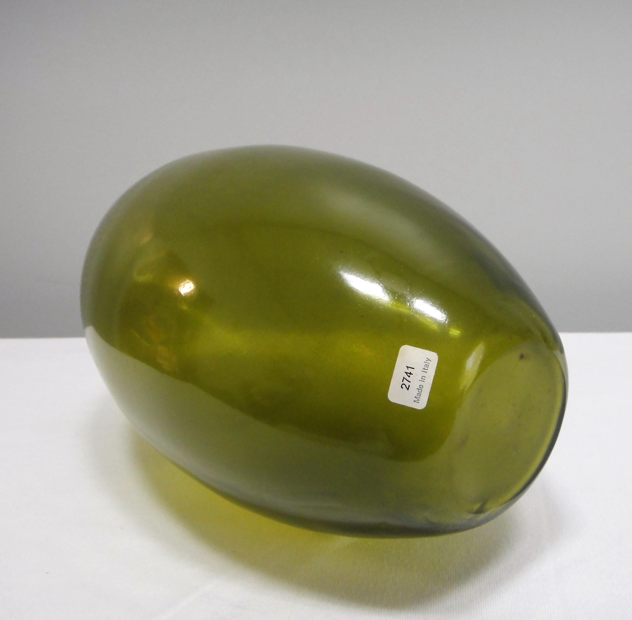 Barbini Murano Glass Vase Green, Italy For Sale 7