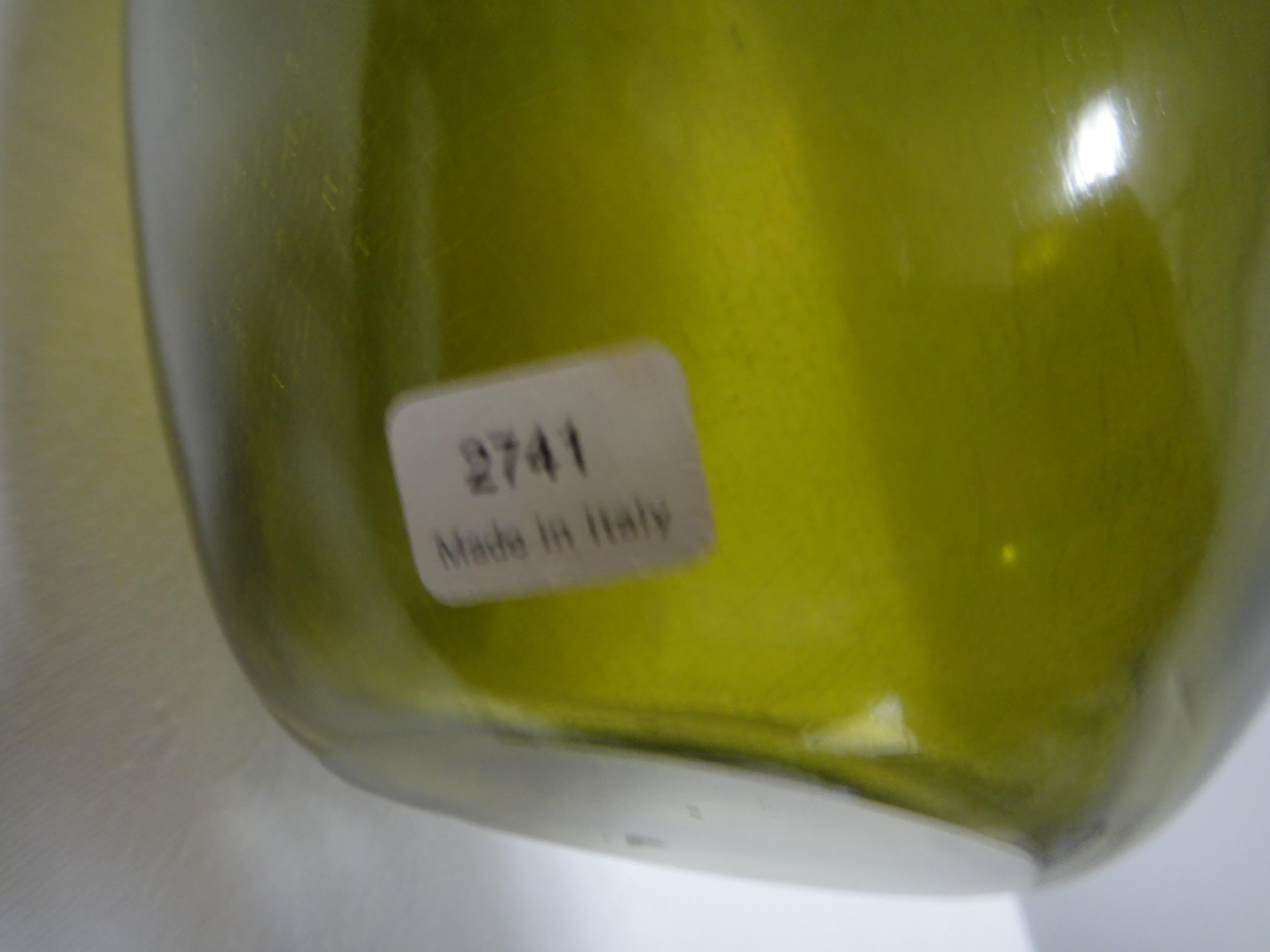 Barbini Murano Glass Vase Green, Italy For Sale 11