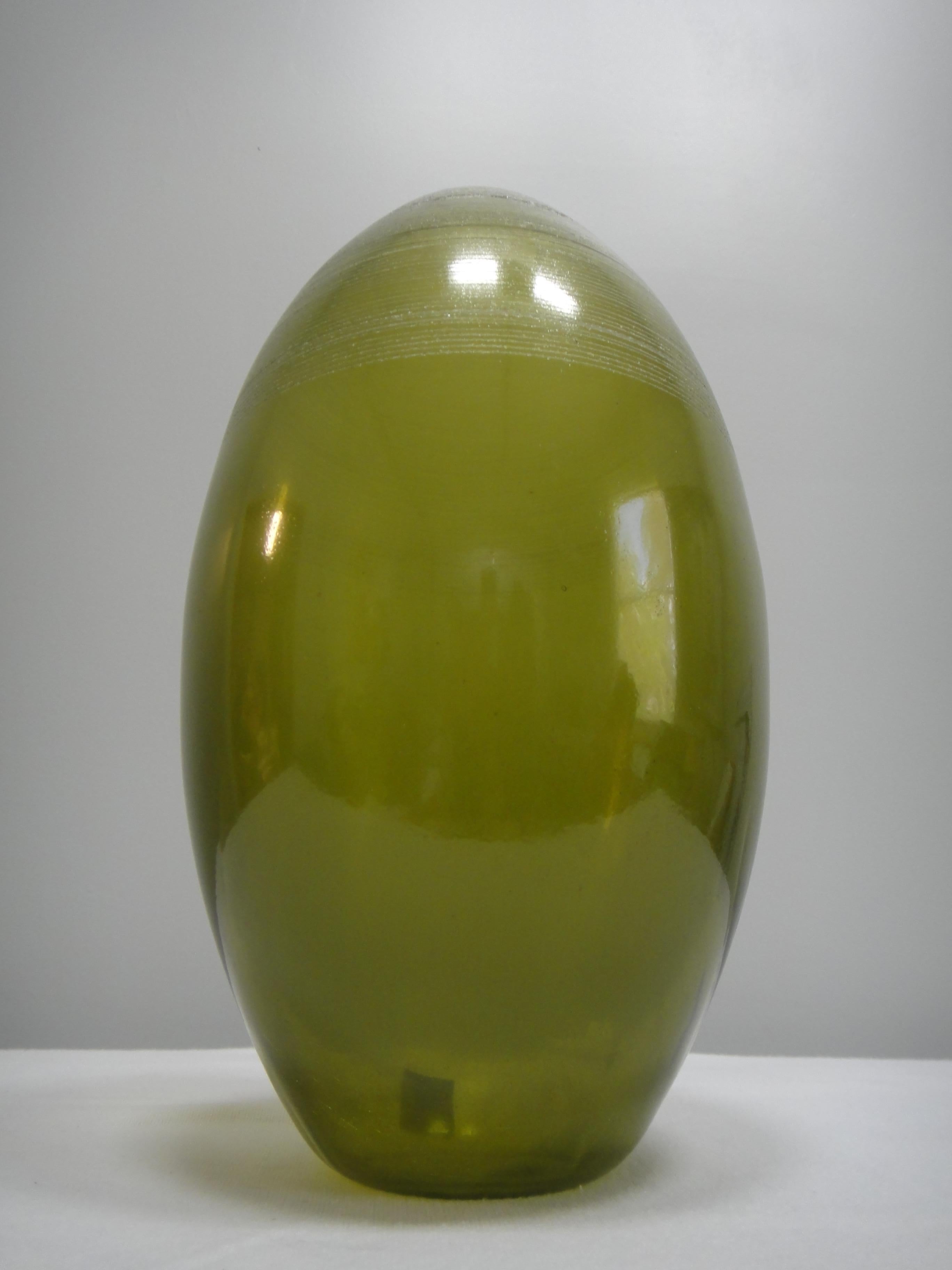 Late 20th Century Barbini Murano Glass Vase Green, Italy For Sale