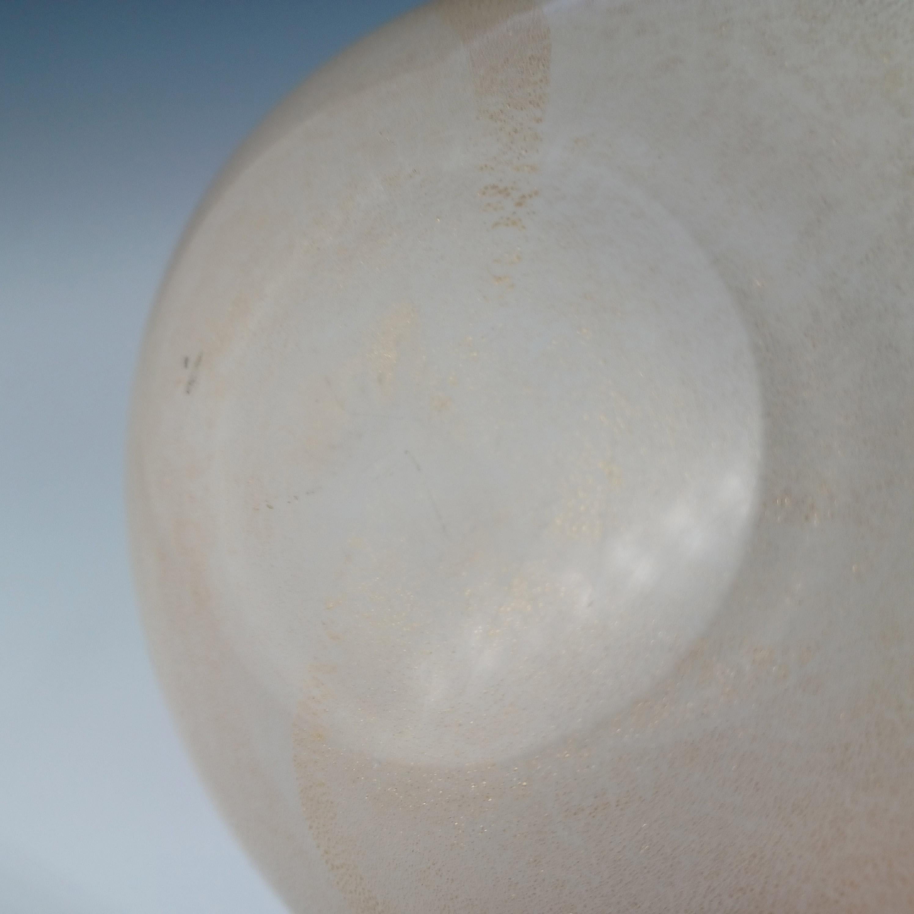 Barbini Murano Gold Leaf & Aventurine Biomorphic Glass Bowl For Sale 3