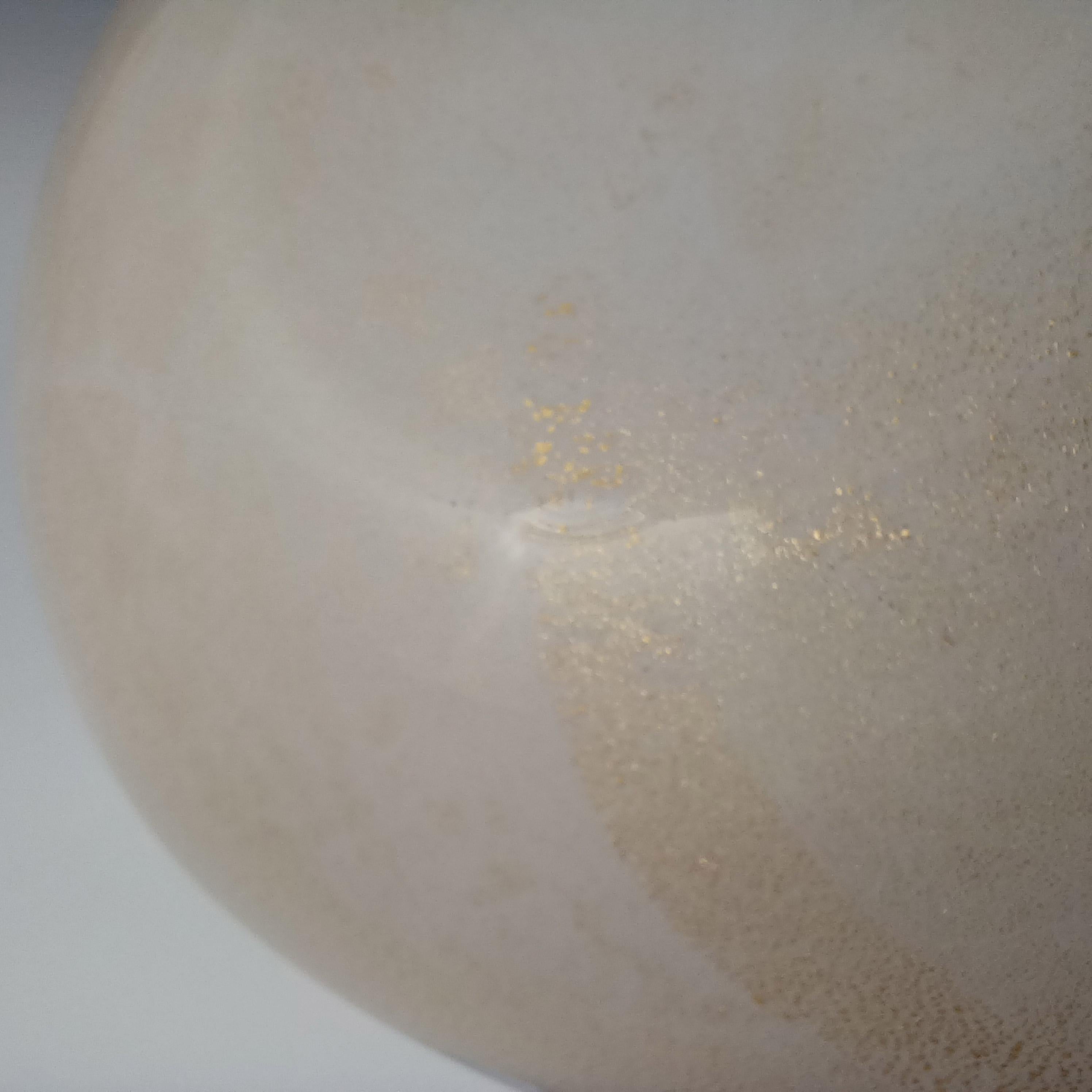 Barbini Murano Gold Leaf & Aventurine Biomorphic Glass Bowl For Sale 4