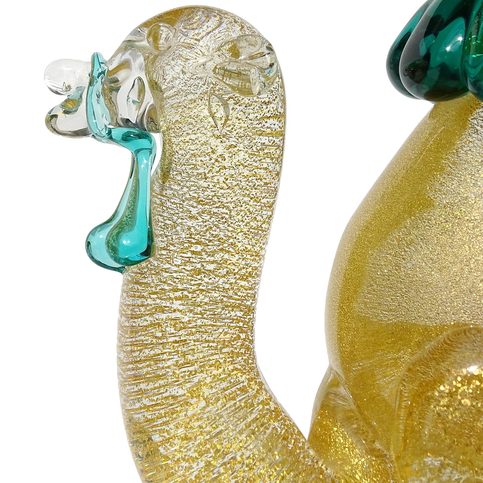 Hand-Crafted Barbini Murano Green Gold Flecks Italian Art Glass Camel Sculpture Figurine
