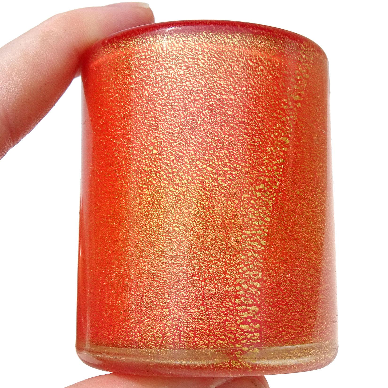 Barbini Murano Orange Goldflecken Italienische Kunst Glas Ring Schale Schüssel Halter Set im Zustand „Gut“ im Angebot in Kissimmee, FL