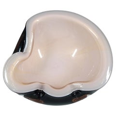 Barbini Murano Pink, Black & Gold Leaf Biomorphic Glass Bowl