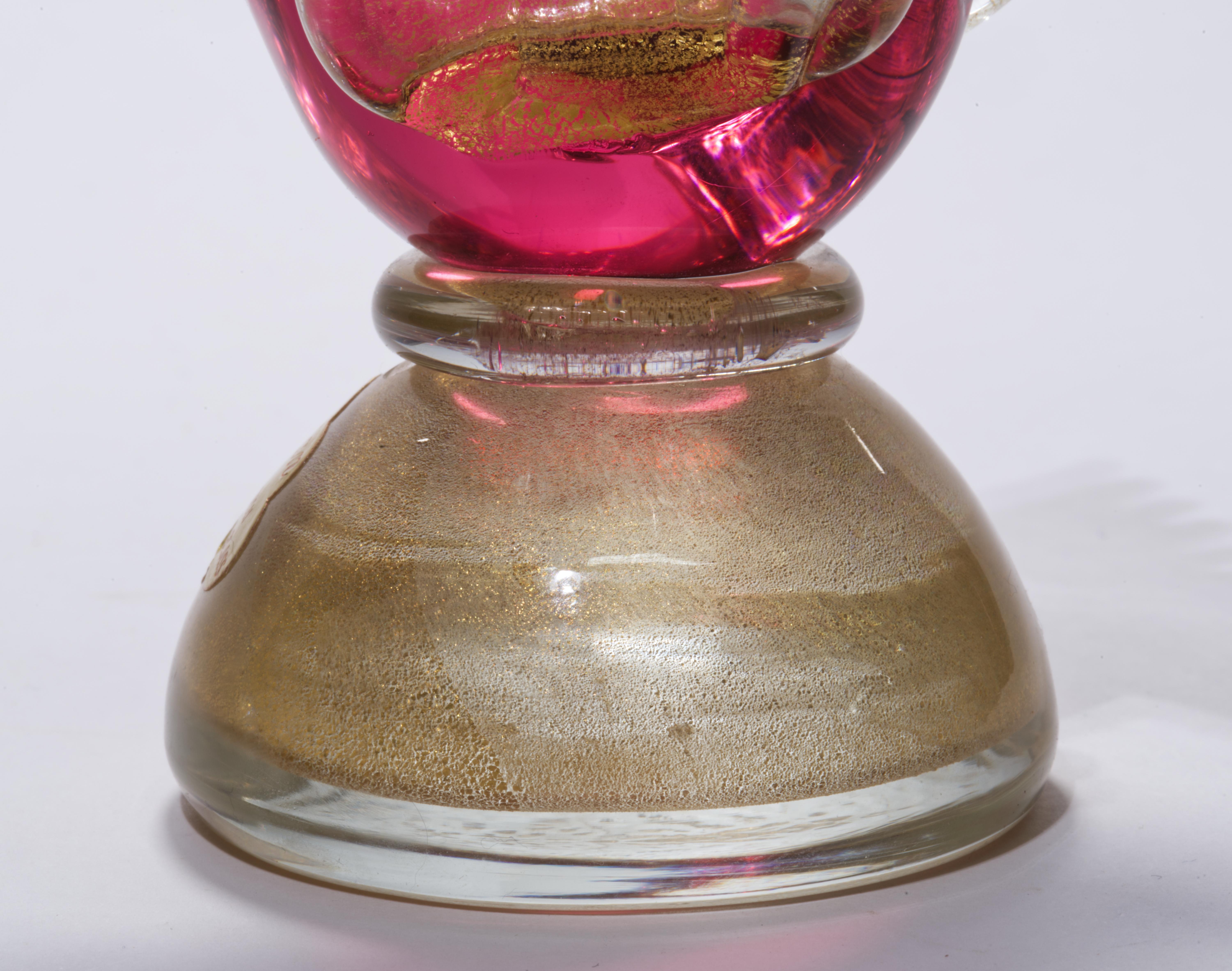 Barbini Murano Ruby Red Gold Flecks Italian Art Glass Bird Sculpture Signed For Sale 5