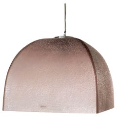 Barbini Murano Scavo Art Glass Midcentury Squared Blush Bell Pendant, 1960s