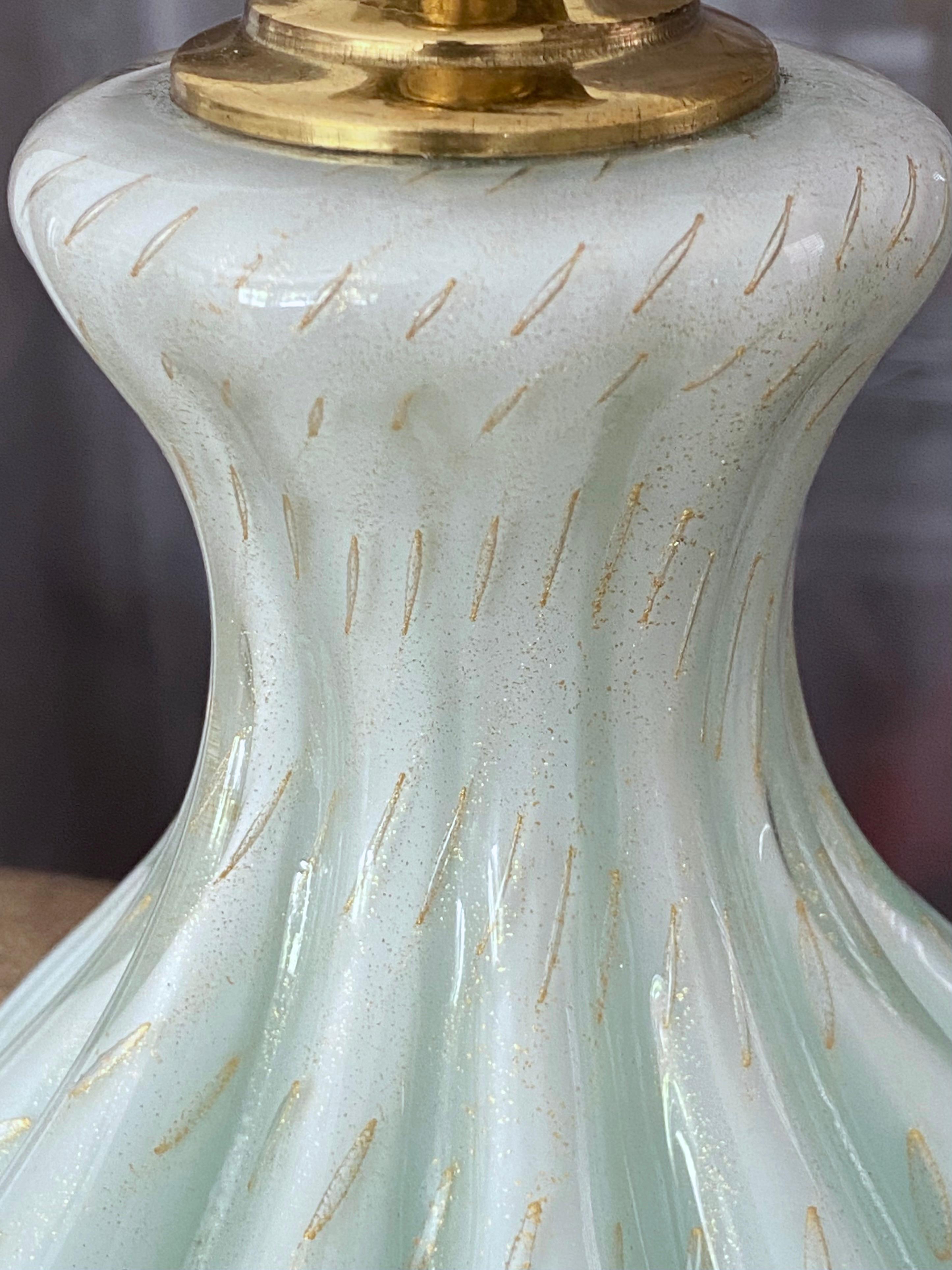 Barbini Murano Seafoam Green Glass Table Lamp For Sale 4