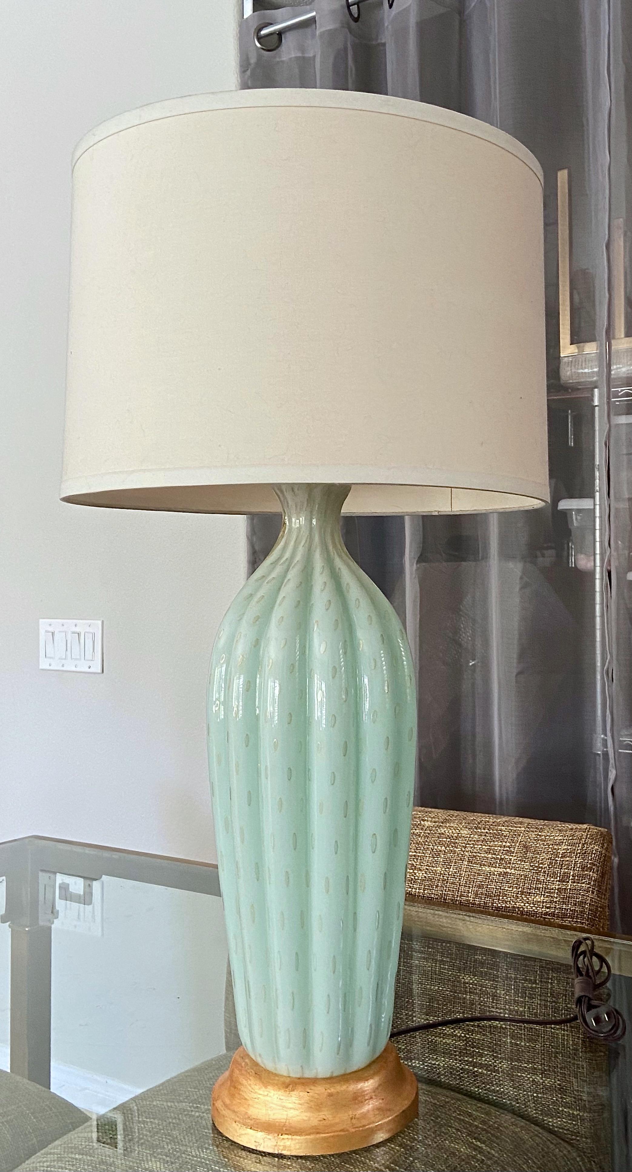 Barbini Murano Seafoam Green Glass Table Lamp For Sale 5